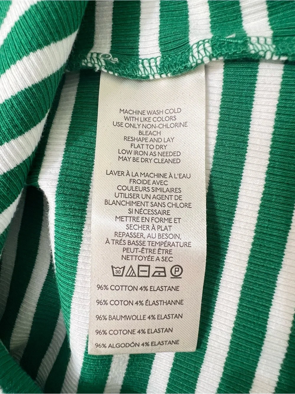 NWT Maeve Anthropologie Green Stripe Puff Sleeve Rib Knit Top M - Picture 9 of 12